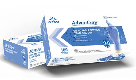 ADVANCARE DISPOSABLE BLUE NITRILE EXAM GLOVES 100/BX-10/CASE